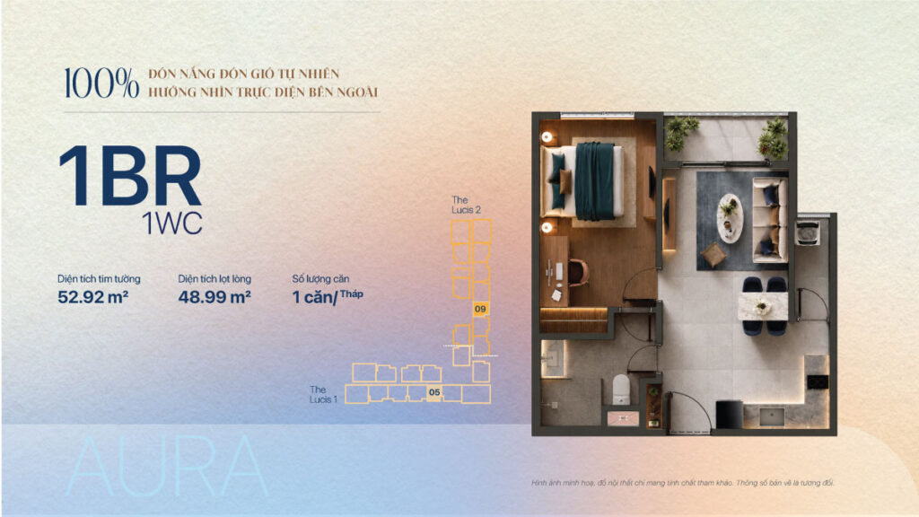 layout căn hộ 1PN dự án tt genesis