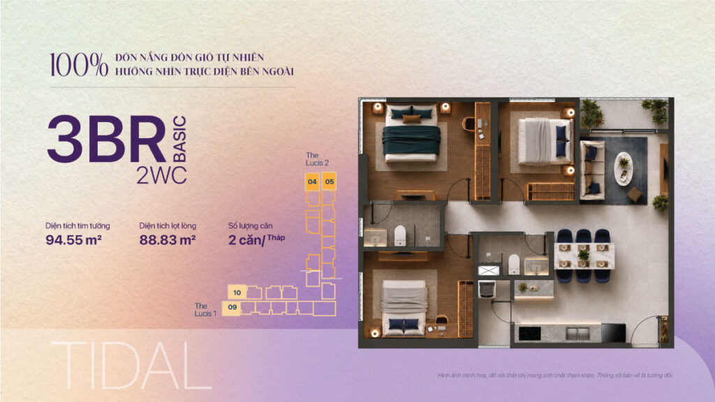 layout căn hộ 3PN dự án tt genesis